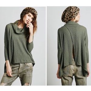 Free People Olive Green Long Sleeve Top